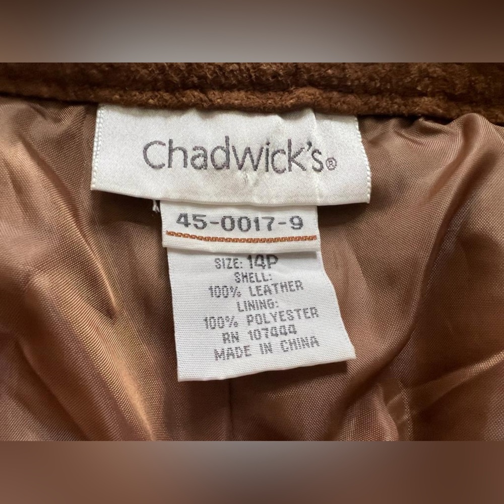 Chadwick’s 100% LEATHER VINTAGE straight Pants Pockets 45-0017-9 Size 14P - Picture 2 of 6